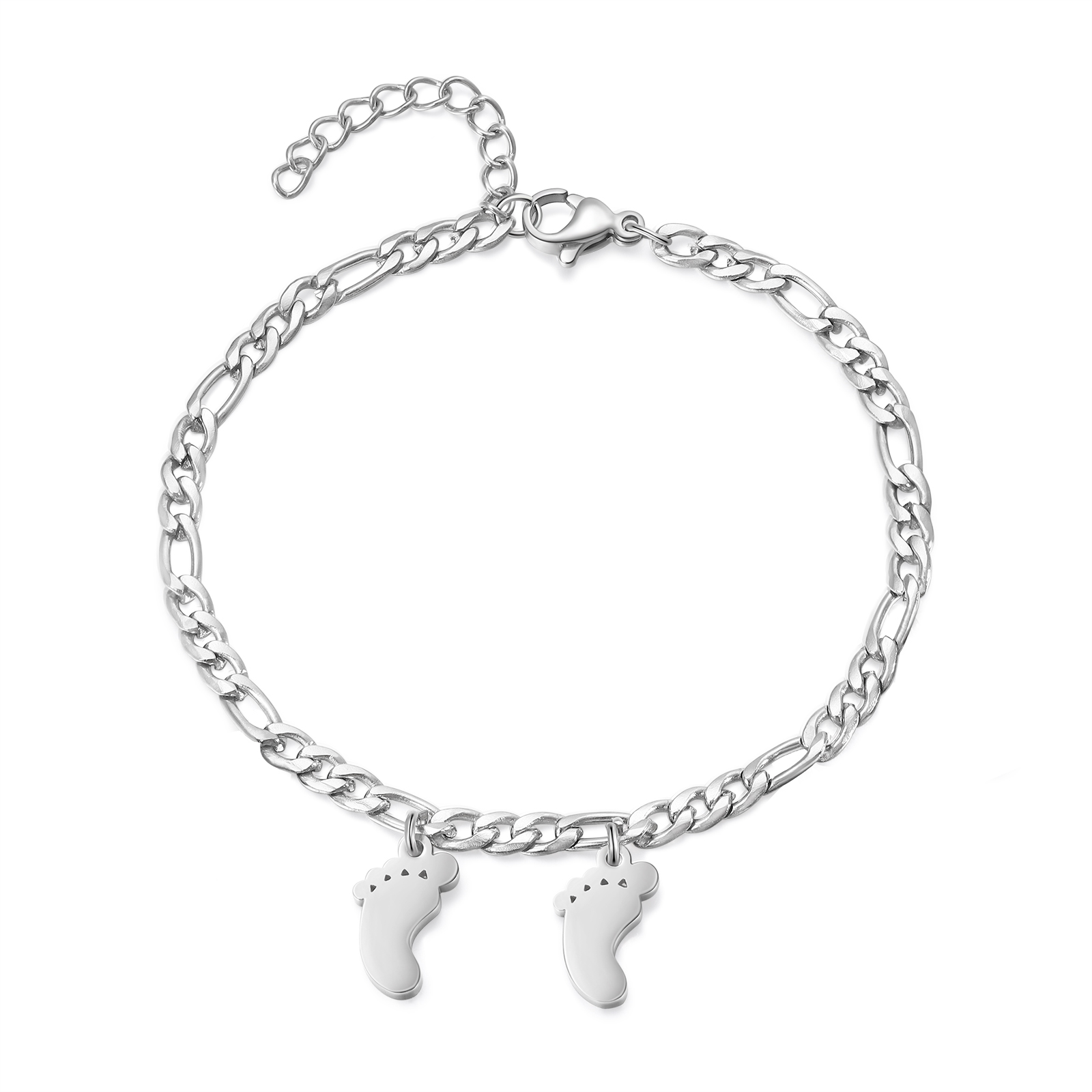 2 names - Personalized Women’s Bracelet - Can Customize Name – Baby Foot Charm Mother’s Day Gift Jewelry