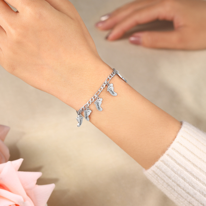 5 names - Personalized Women’s Bracelet - Can Customize Name – Baby Foot Charm Mother’s Day Gift Jewelry