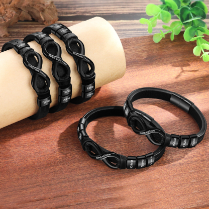 6 names - Custom Infinity Father’s Day Bracelet  - Personalized Name & Text Engraved Gift