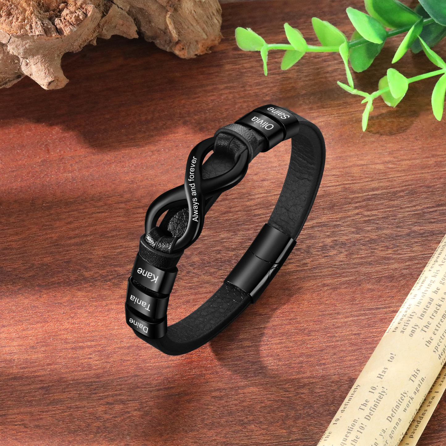 5 names - Custom Infinity Father’s Day Bracelet  - Personalized Name & Text Engraved Gift