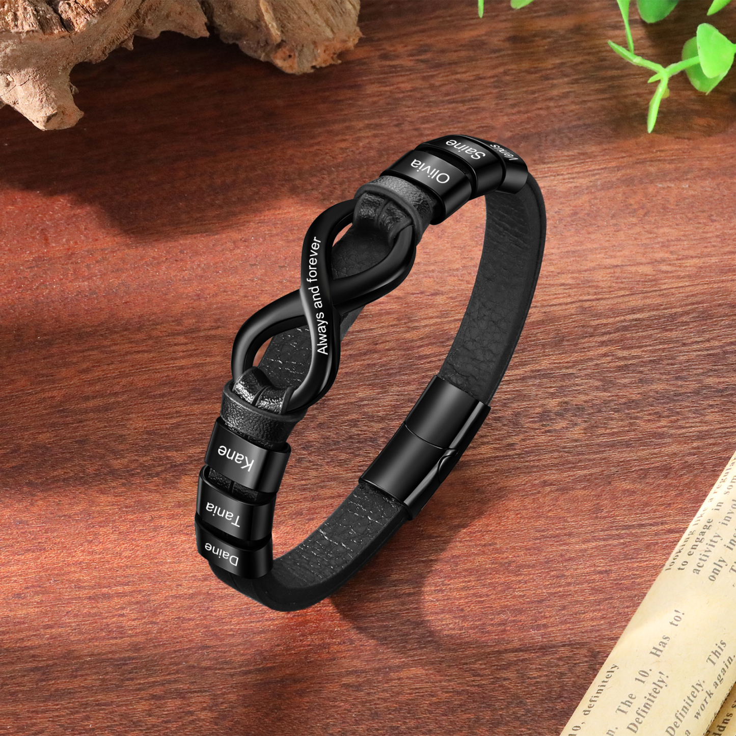 6 names - Custom Infinity Father’s Day Bracelet  - Personalized Name & Text Engraved Gift