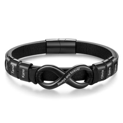 6 names - Custom Infinity Father’s Day Bracelet  - Personalized Name & Text Engraved Gift
