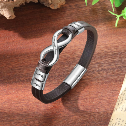 3 names - Custom Infinity Father’s Day Bracelet  - Personalized Name & Text Engraved Gift