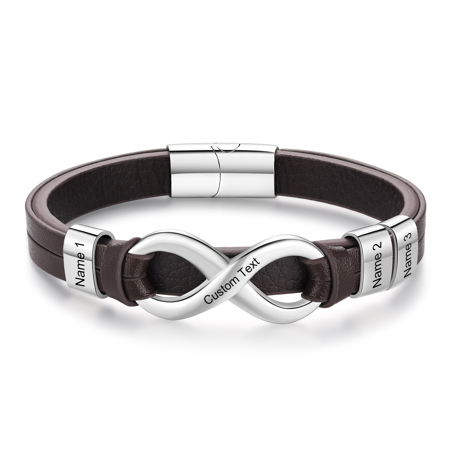 3 names - Custom Infinity Father’s Day Bracelet  - Personalized Name & Text Engraved Gift