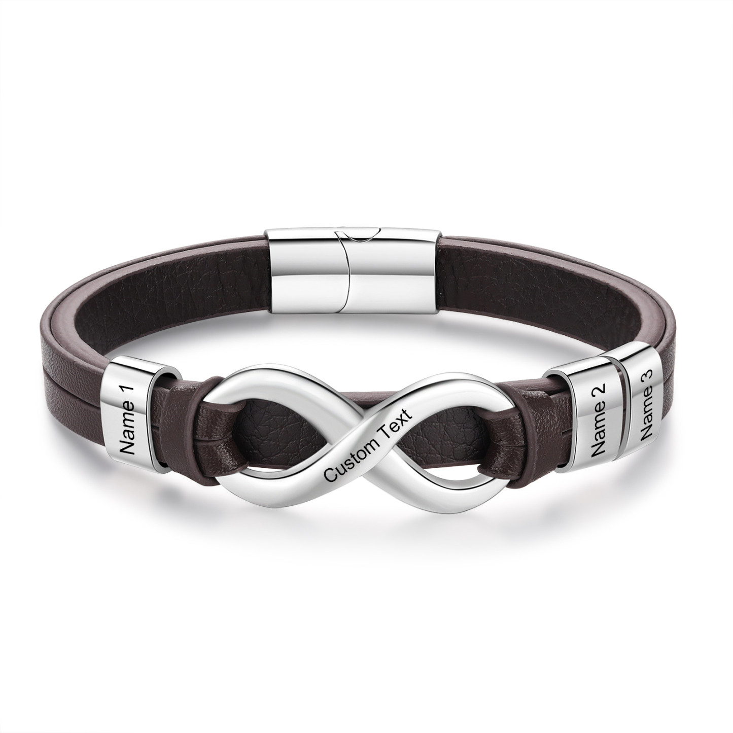 3 names - Custom Infinity Father’s Day Bracelet  - Personalized Name & Text Engraved Gift