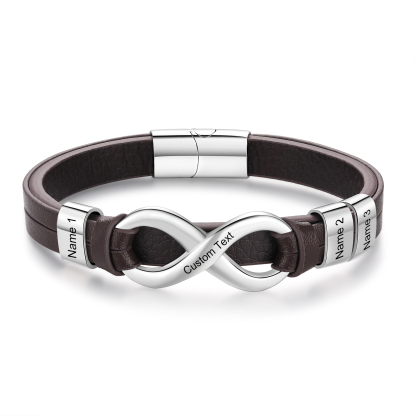 3 names - Custom Infinity Father’s Day Bracelet  - Personalized Name & Text Engraved Gift