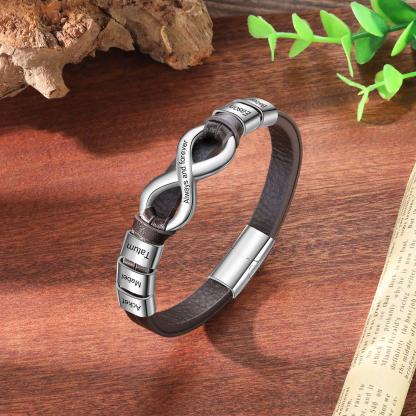 5 names - Custom Infinity Father’s Day Bracelet  - Personalized Name & Text Engraved Gift