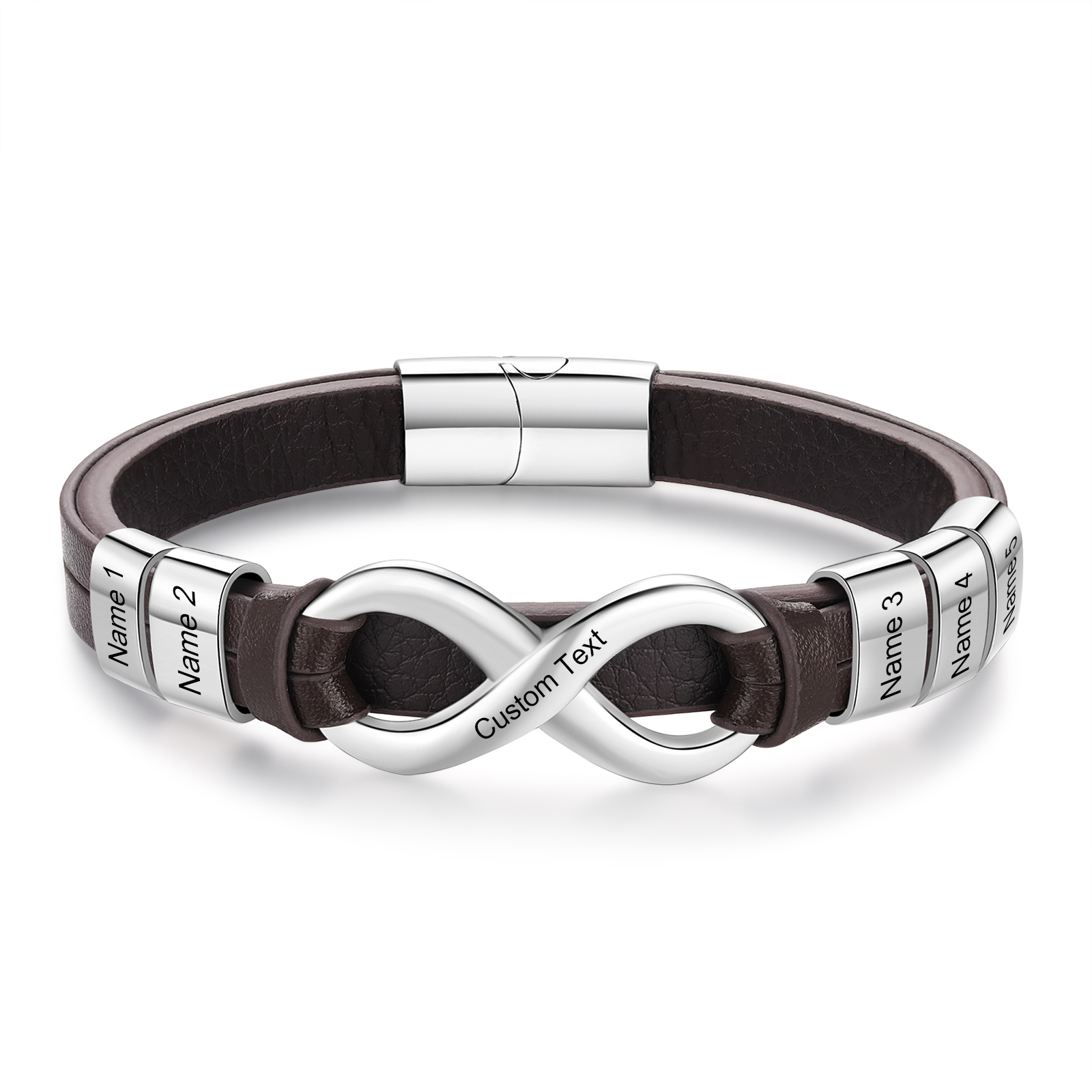 5 names - Custom Infinity Father’s Day Bracelet  - Personalized Name & Text Engraved Gift