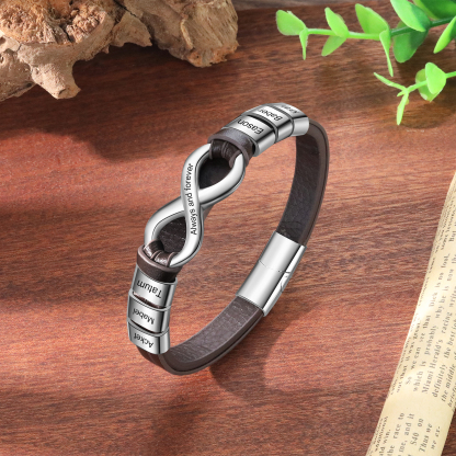 6 names - Custom Infinity Father’s Day Bracelet  - Personalized Name & Text Engraved Gift