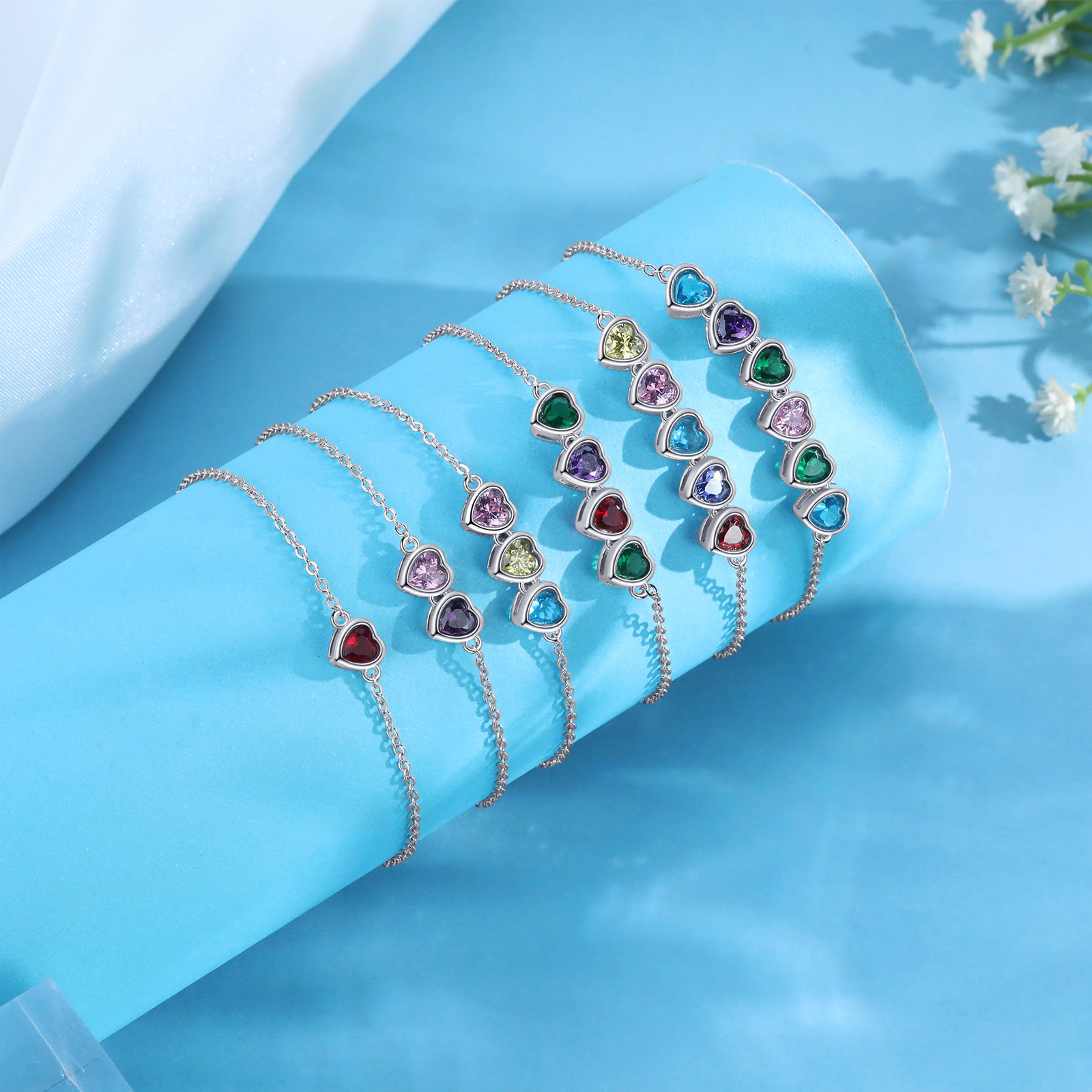 4 Birthstones - Personalized Birthstone Bracelet Gift for Mom - Mother's Day