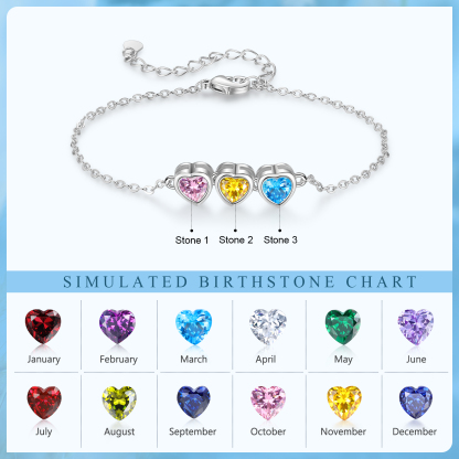 3 Birthstones - Personalized Birthstone Bracelet Gift for Mom - Mother's Day