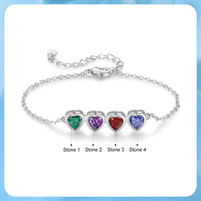 4 Birthstones - Personalized Birthstone Bracelet Gift for Mom - Mother's Day