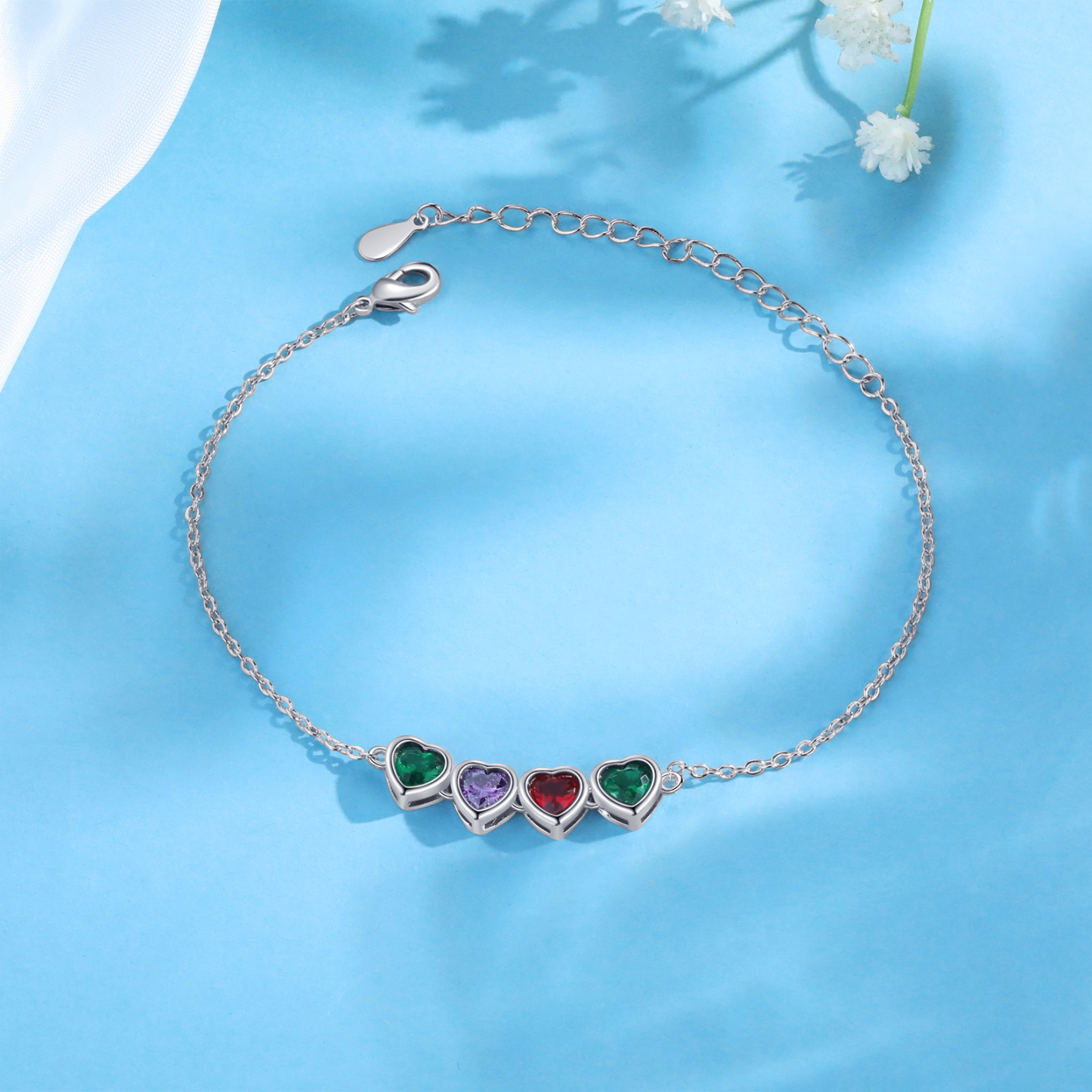 4 Birthstones - Personalized Birthstone Bracelet Gift for Mom - Mother's Day