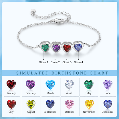 4 Birthstones - Personalized Birthstone Bracelet Gift for Mom - Mother's Day