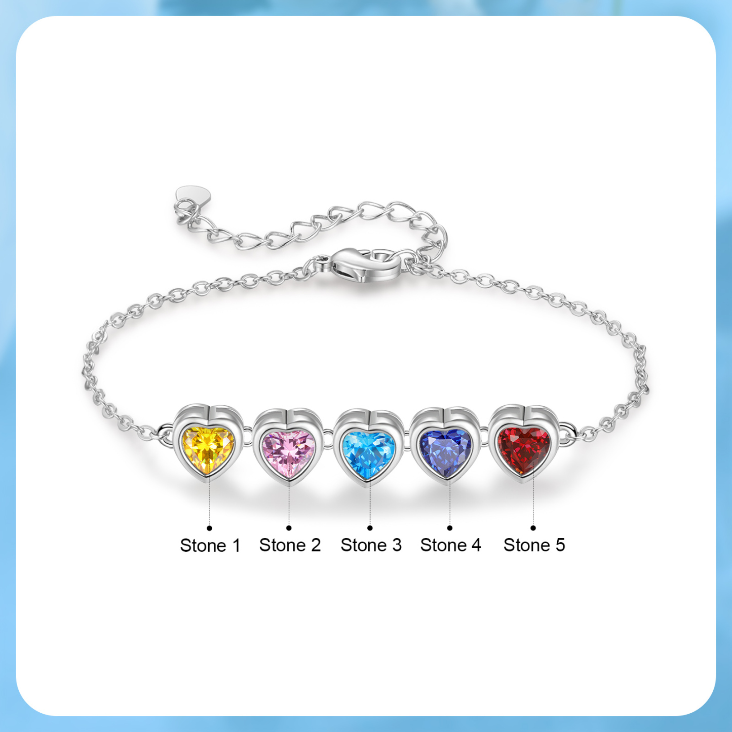 5 Birthstones - Personalized Birthstone Bracelet Gift for Mom - Mother's Day