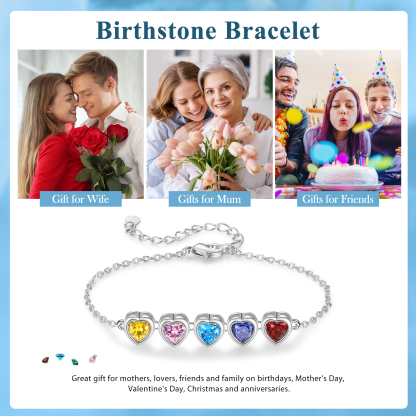 5 Birthstones - Personalized Birthstone Bracelet Gift for Mom - Mother's Day
