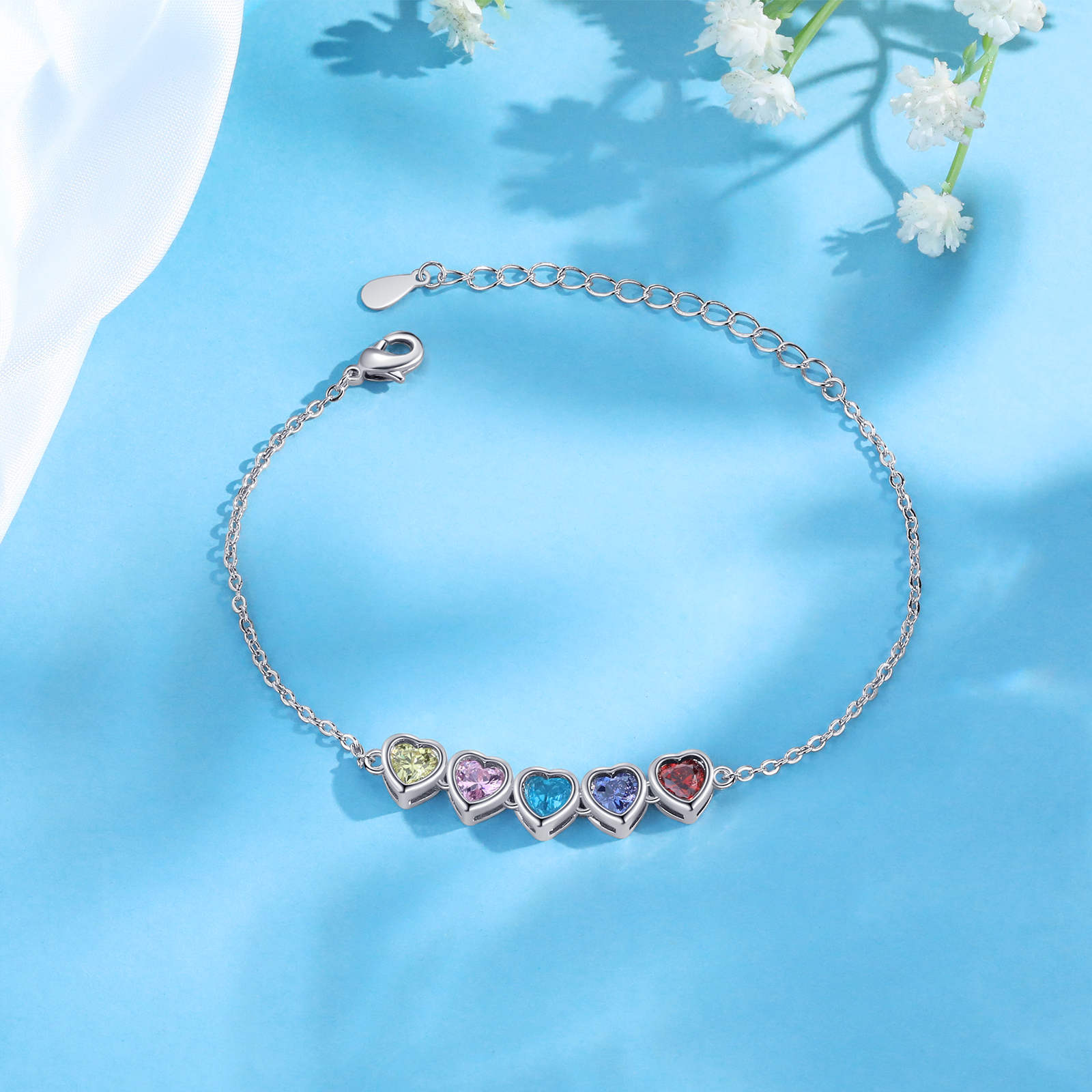 5 Birthstones - Personalized Birthstone Bracelet Gift for Mom - Mother's Day