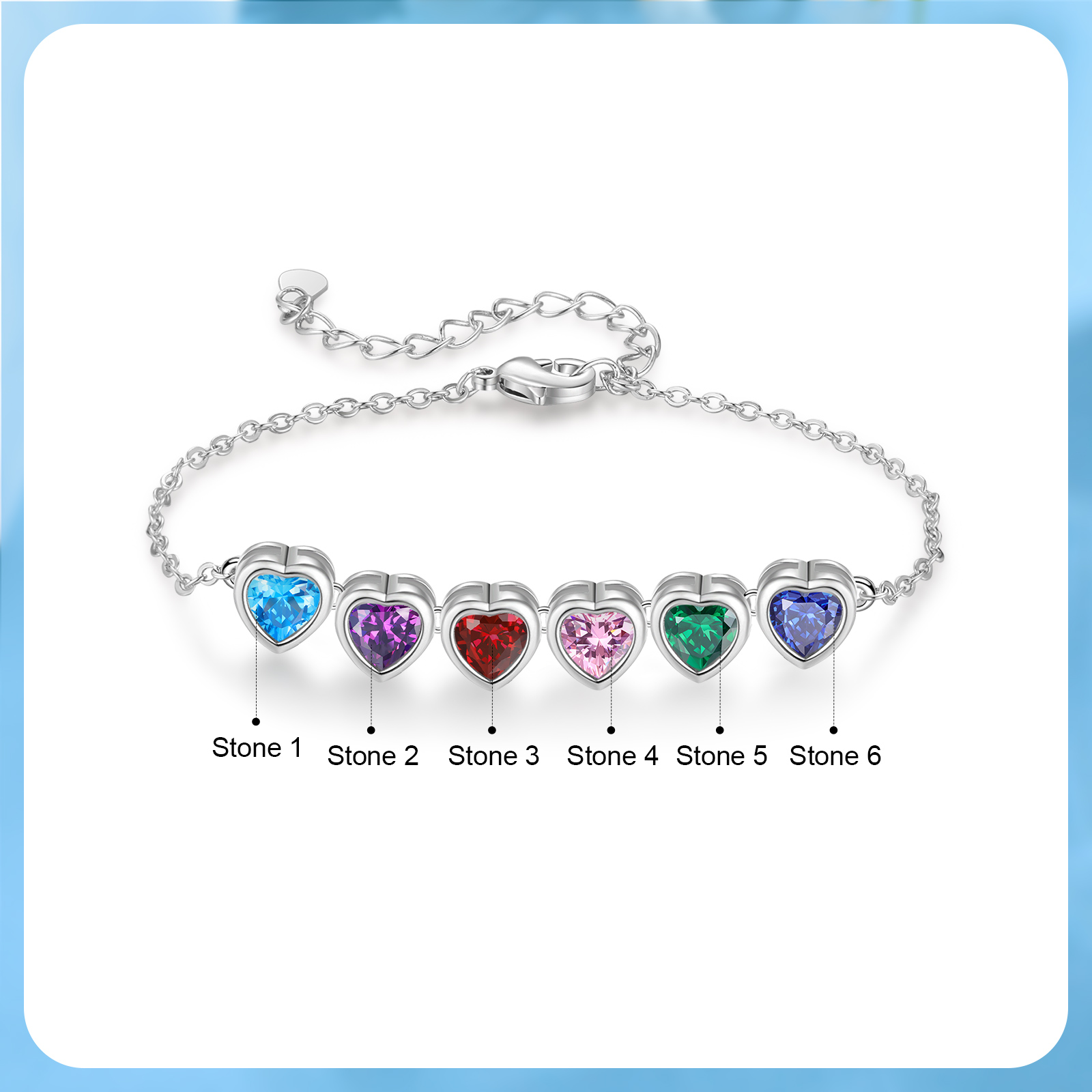6 Birthstones - Personalized Birthstone Bracelet Gift for Mom - Mother's Day