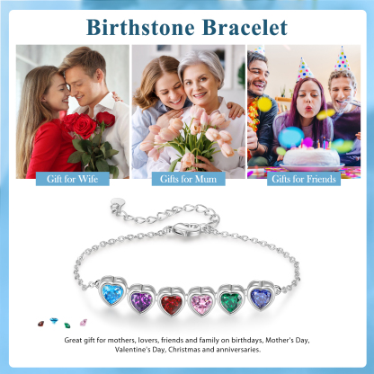 6 Birthstones - Personalized Birthstone Bracelet Gift for Mom - Mother's Day