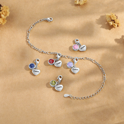 5 Birthstones & Names - Personalized Birthstone Beautiful Bracelet Gift for Her | Jessemade