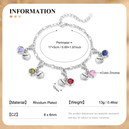 5 Birthstones & Names - Personalized Birthstone Beautiful Bracelet Gift for Her | Jessemade