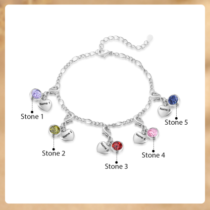 5 Birthstones & Names - Personalized Birthstone Beautiful Bracelet Gift for Her | Jessemade