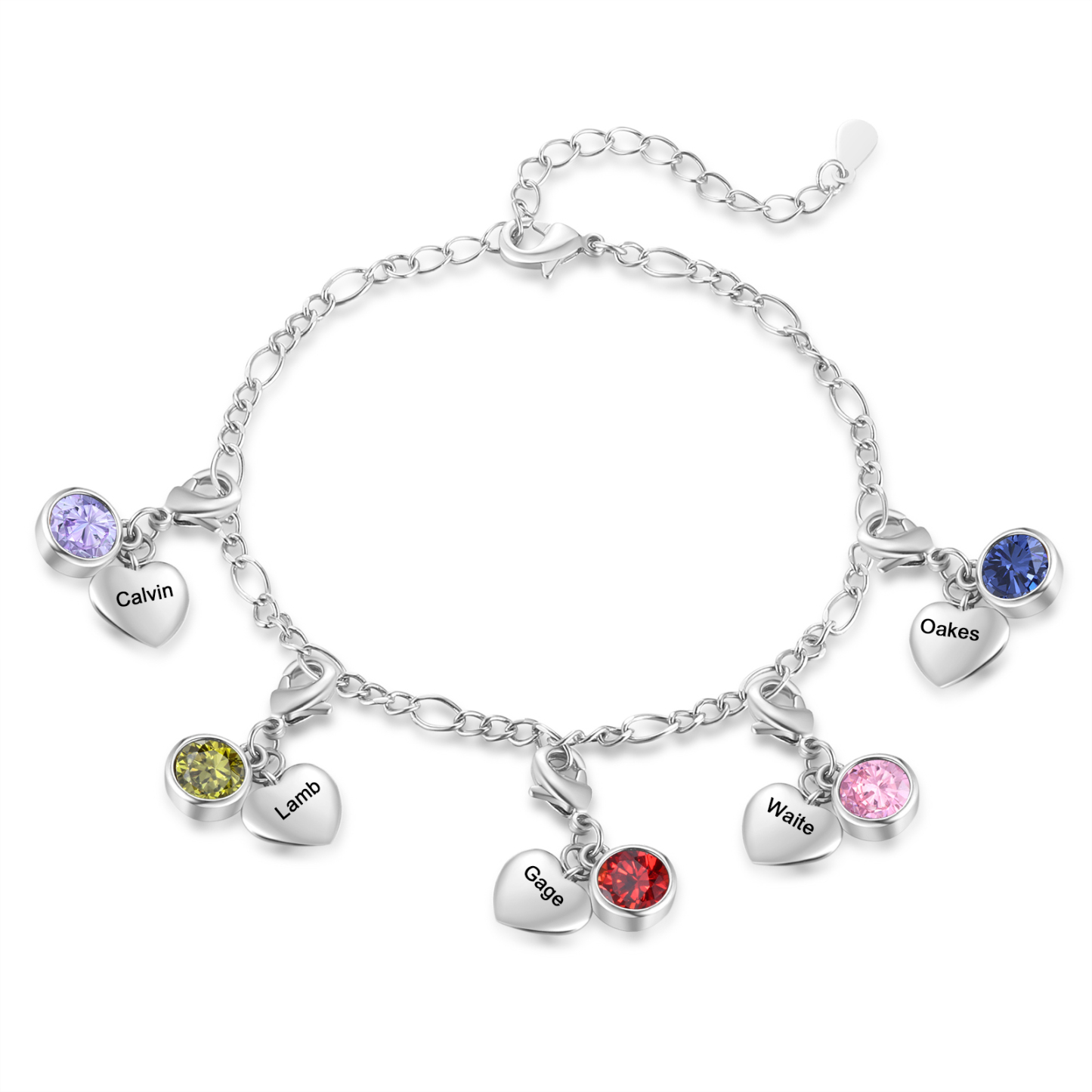 5 Birthstones & Names - Personalized Birthstone Beautiful Bracelet Gift for Her | Jessemade