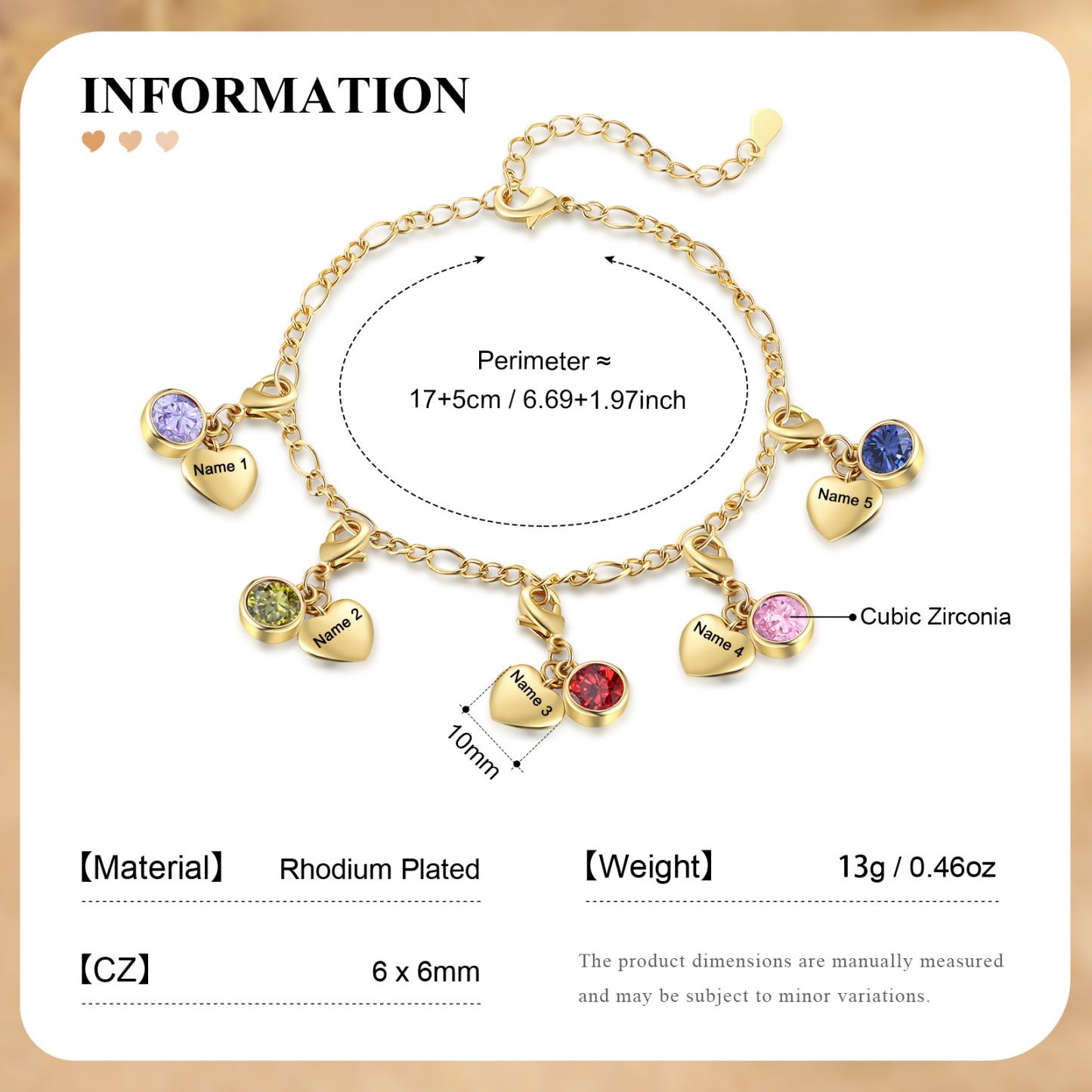 5 Birthstones & Names - Personalized Birthstone Beautiful Bracelet Gift for Her | Jessemade