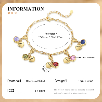 5 Birthstones & Names - Personalized Birthstone Beautiful Bracelet Gift for Her | Jessemade