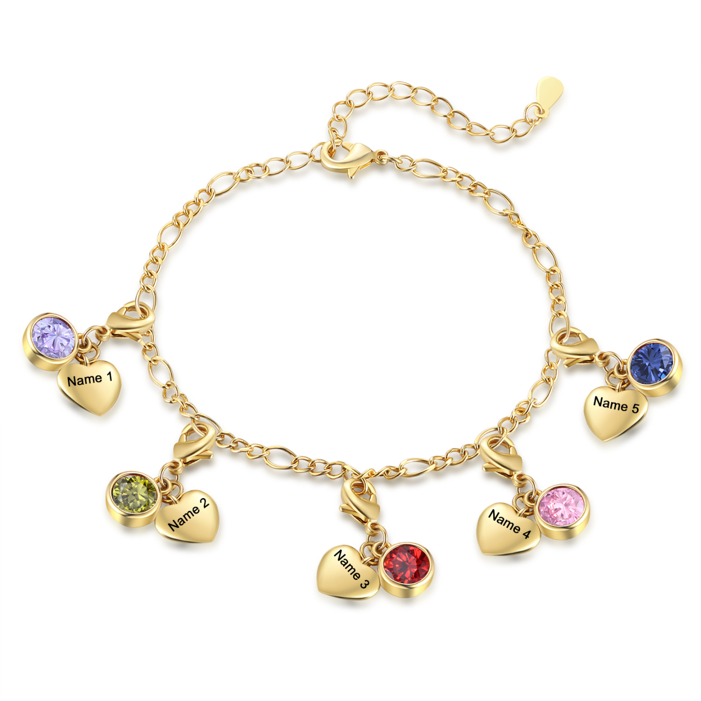 5 Birthstones & Names - Personalized Birthstone Beautiful Bracelet Gift for Her | Jessemade