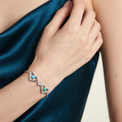 2-6 Birthstones - Elegant Personalized Jewelry Gift for Mother’s Day - Custom Women’s Heart Bracelet with Birthstones 