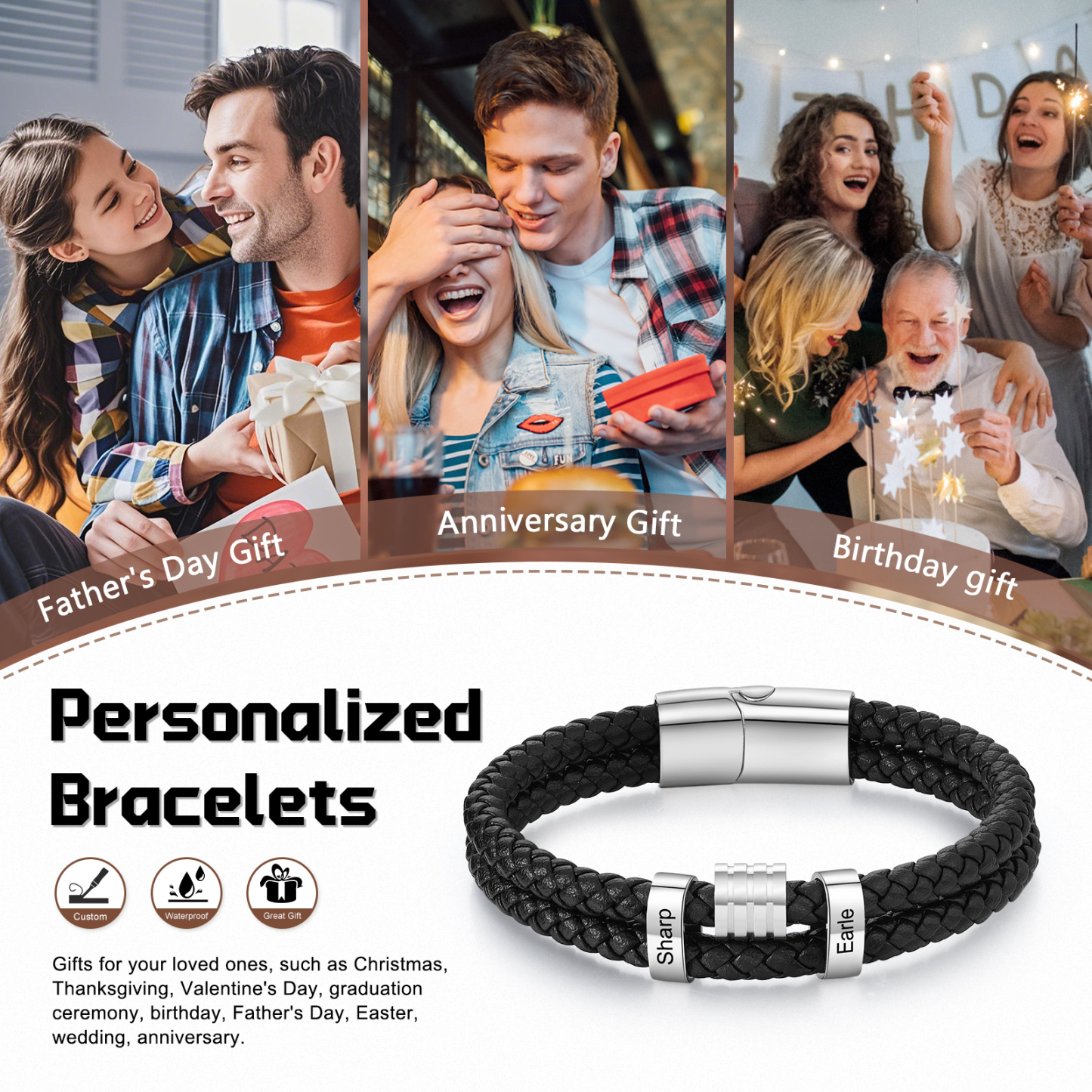  Custom Dual-Braid Bracelet for Men – Personalized Stainless Steel Name Bands | Jessemade