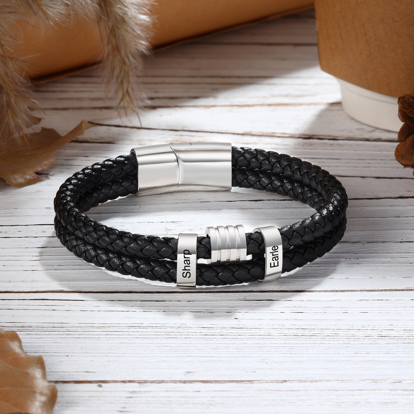  Custom Dual-Braid Bracelet for Men – Personalized Stainless Steel Name Bands | Jessemade