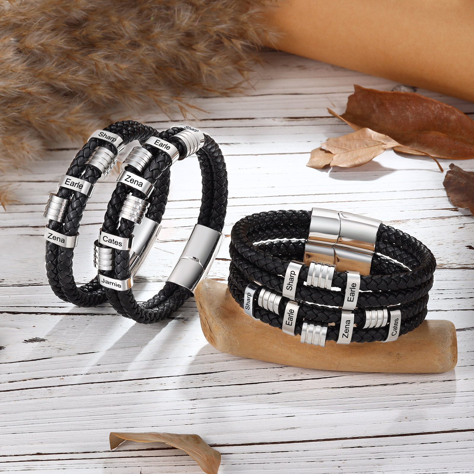  Custom Dual-Braid Bracelet for Men – Personalized Stainless Steel Name Bands | Jessemade