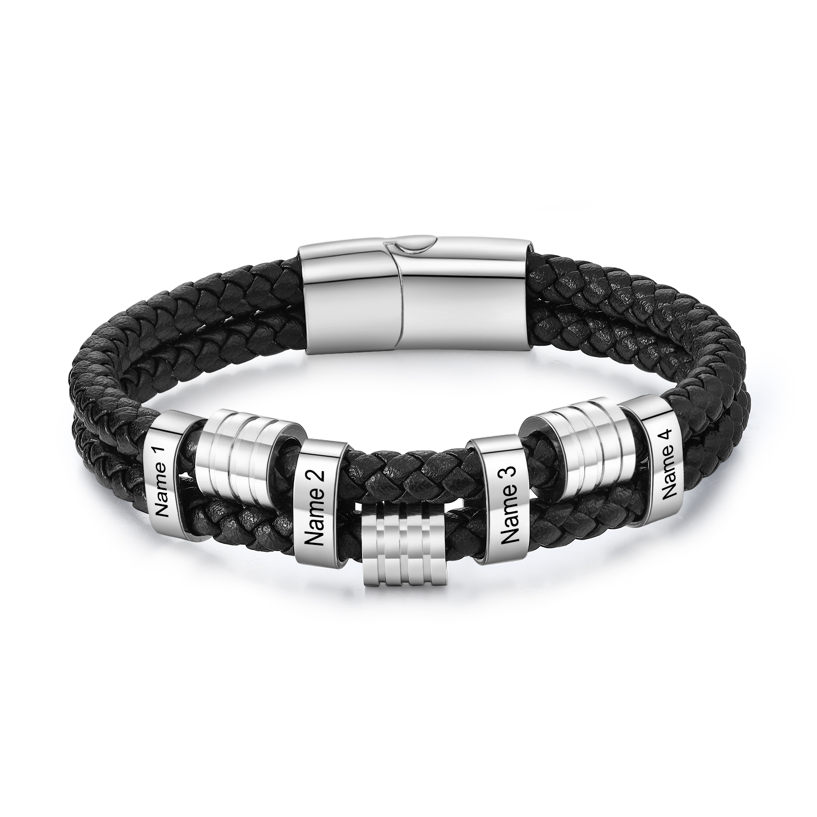  Custom Dual-Braid Bracelet for Men – Personalized Stainless Steel Name Bands | Jessemade