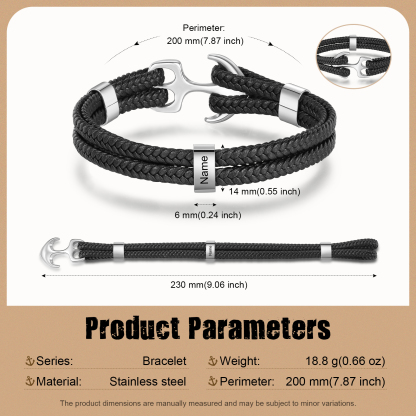 1 name - Custom Anchor Bracelet for Dad – Personalized Name Engraving