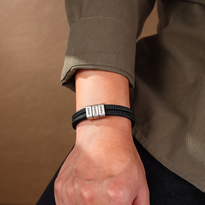 3 names - Custom Anchor Bracelet for Dad – Personalized Name Engraving