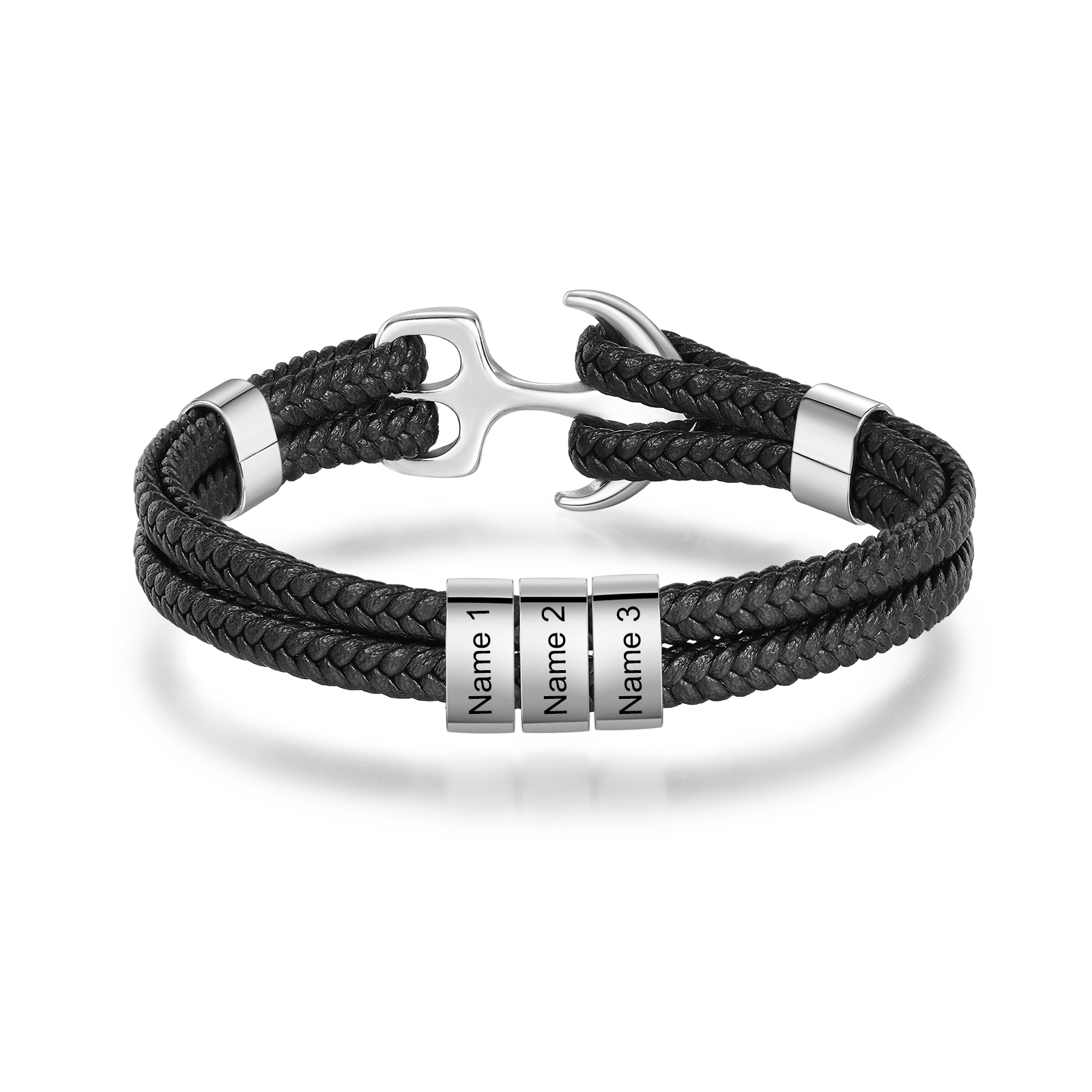 3 names - Custom Anchor Bracelet for Dad – Personalized Name Engraving
