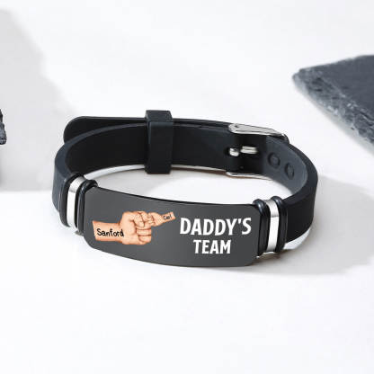 2 names - Father’s Day Personalized Silicone Bracelet for Dad with Kids’ Names – Daddy’s Team Gift
