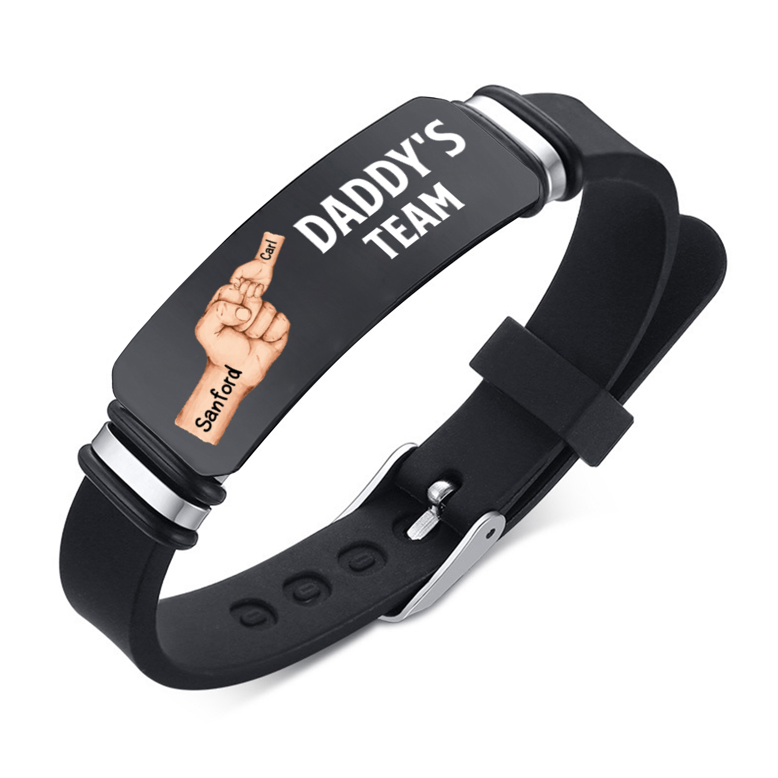 2 names - Father’s Day Personalized Silicone Bracelet for Dad with Kids’ Names – Daddy’s Team Gift