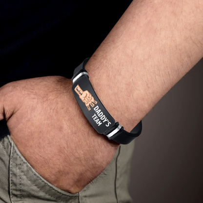 4 names - Father’s Day Personalized Silicone Bracelet for Dad with Kids’ Names – Daddy’s Team Gift