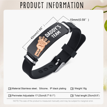 5 names - Father’s Day Personalized Silicone Bracelet for Dad with Kids’ Names – Daddy’s Team Gift