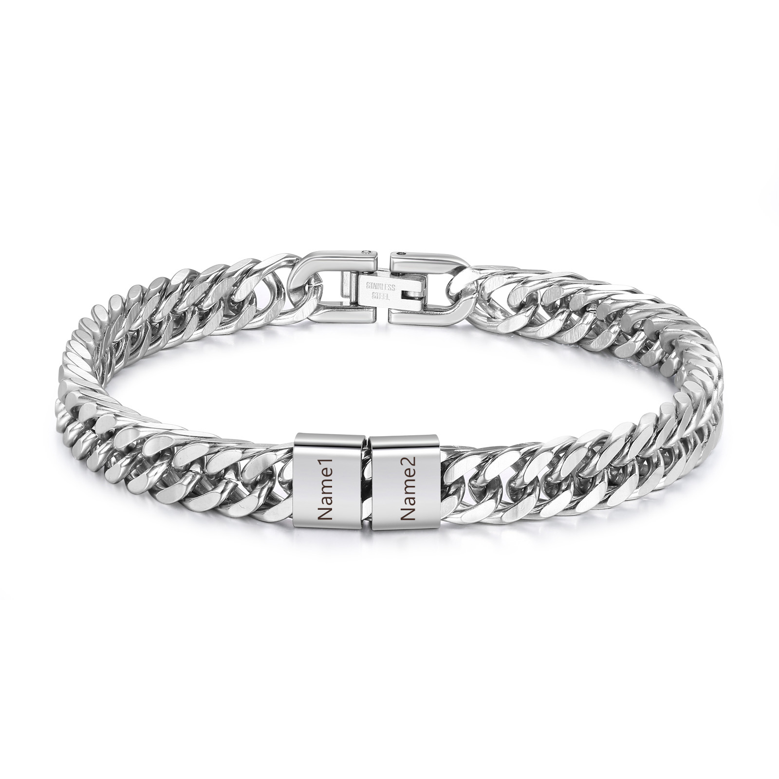 2-6 names - Father’s Day Custom Name Stainless Steel Bracelet – Personalized Men’s Chain | Jessemade