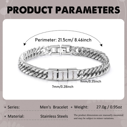 2-6 names - Father’s Day Custom Name Stainless Steel Bracelet – Personalized Men’s Chain | Jessemade