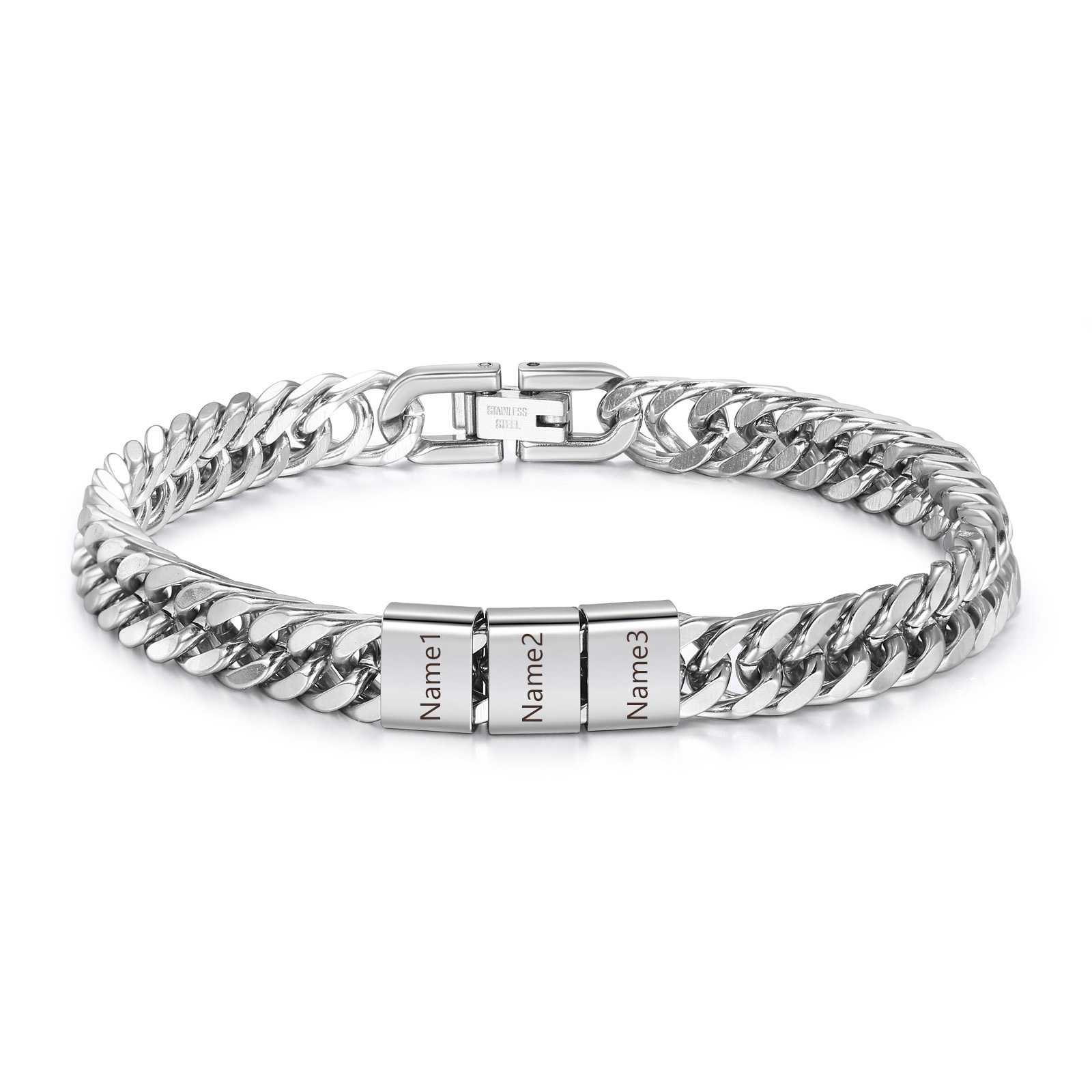 Personalized  Bracelet for Men with Custom Engraving 2-6 Names - Gift for Grandpa | Jessemade