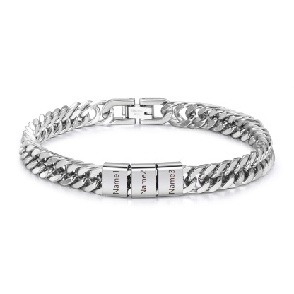 2-6 names - Father’s Day Custom Name Stainless Steel Bracelet – Personalized Men’s Chain | Jessemade