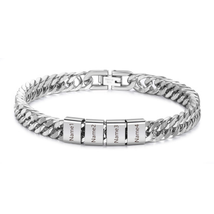 2-6 names - Father’s Day Custom Name Stainless Steel Bracelet – Personalized Men’s Chain | Jessemade