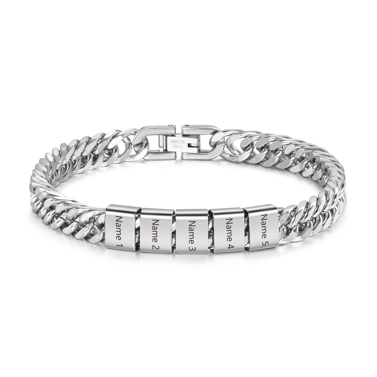 2-6 names - Father’s Day Custom Name Stainless Steel Bracelet – Personalized Men’s Chain