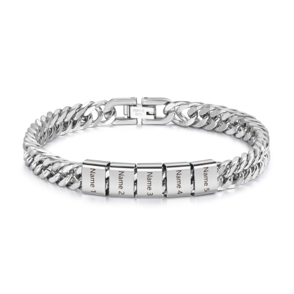2-6 names - Father’s Day Custom Name Stainless Steel Bracelet – Personalized Men’s Chain