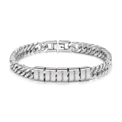 2-6 names - Father’s Day Custom Name Stainless Steel Bracelet – Personalized Men’s Chain | Jessemade